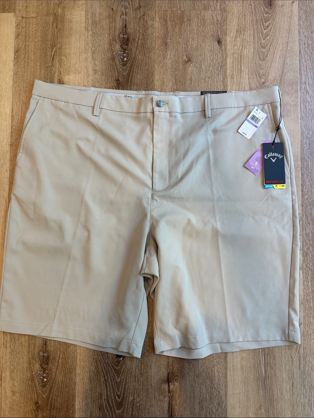 Callaway Men's Khaki Flat-Front Performance Golf Shorts